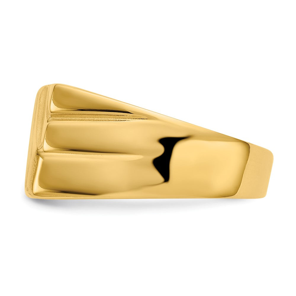 14K Gelbgold Siegelring für Herren mit diagonalem Design, 13,0x11,0 mm, offene Fassung