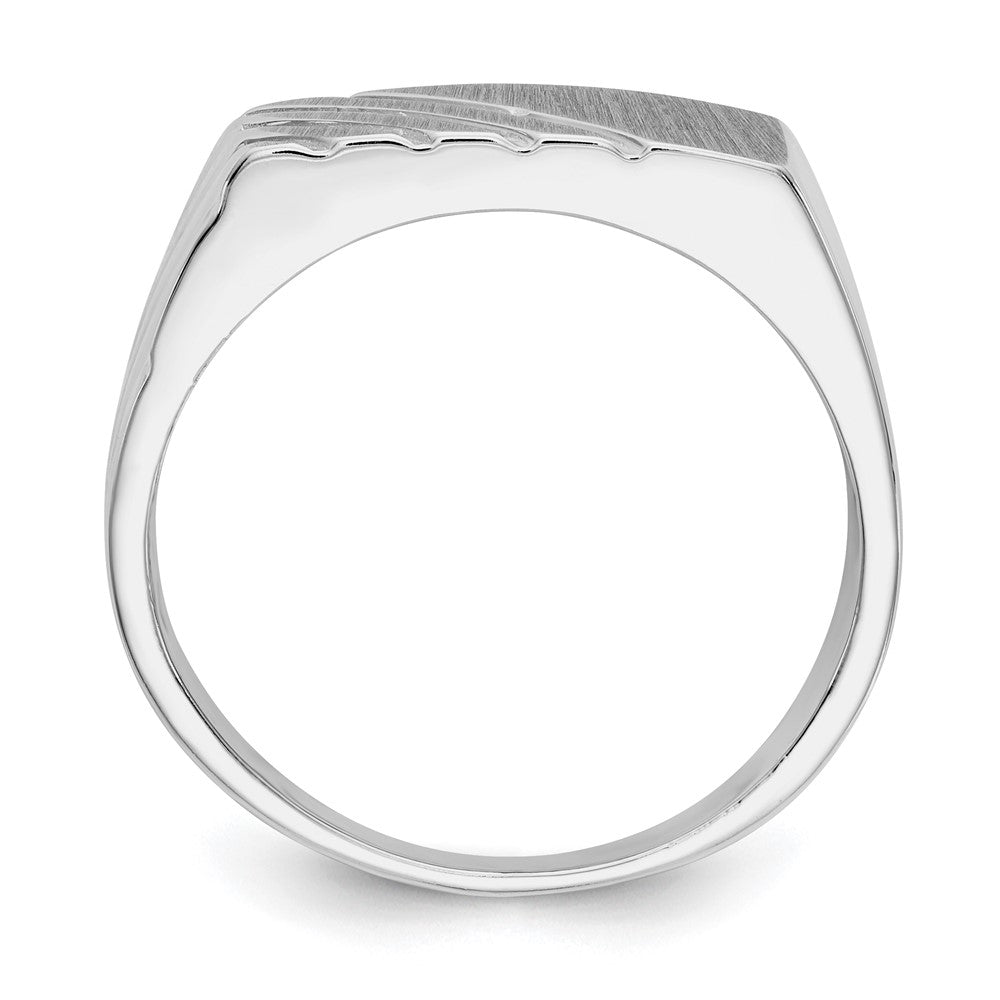 14K Weißgold Siegelring für Herren mit offenem Boden, 7,5 mm x 16,3 mm