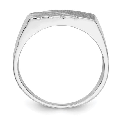 14K Weißgold Siegelring für Herren mit offenem Boden, 7,5 mm x 16,3 mm