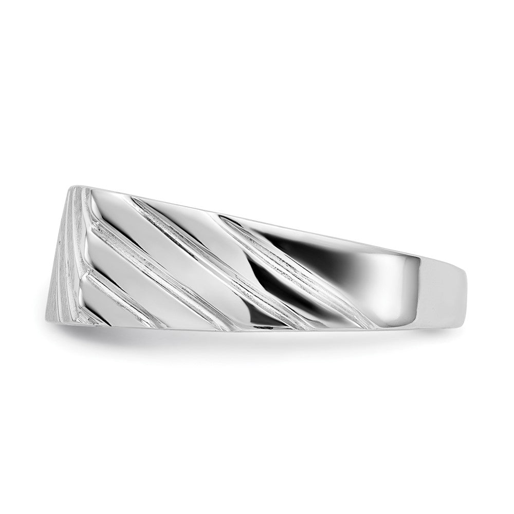 14K Weißgold Siegelring für Herren mit offenem Boden, 7,5 mm x 16,3 mm