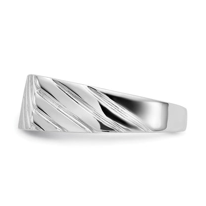 14K Weißgold Siegelring für Herren mit offenem Boden, 7,5 mm x 16,3 mm