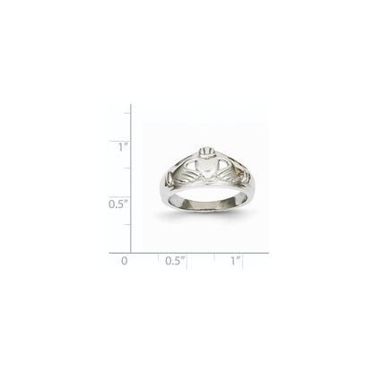 14K Weißgold Damen-Claddagh-Ring