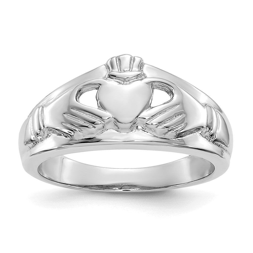 14K Weißgold Damen-Claddagh-Ring