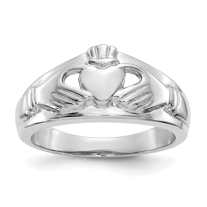 14K Weißgold Damen-Claddagh-Ring