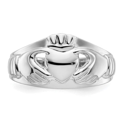 14K Weißgold Claddagh-Ring für Damen