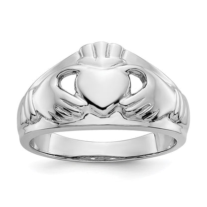 14K Weißgold Claddagh-Ring für Damen