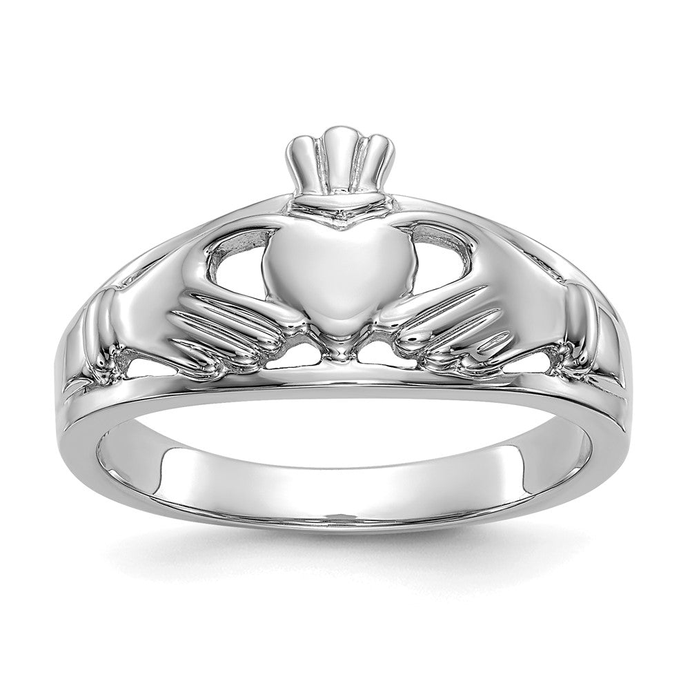14K Weißgold Damen-Claddagh-Ring