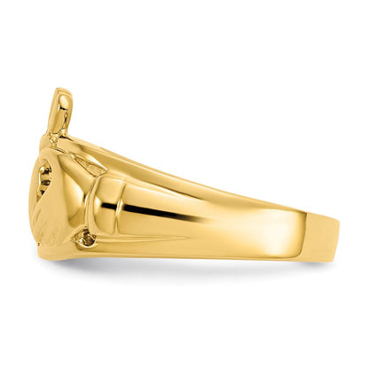 14K Gelbgold Damen Claddagh-Ring, poliert