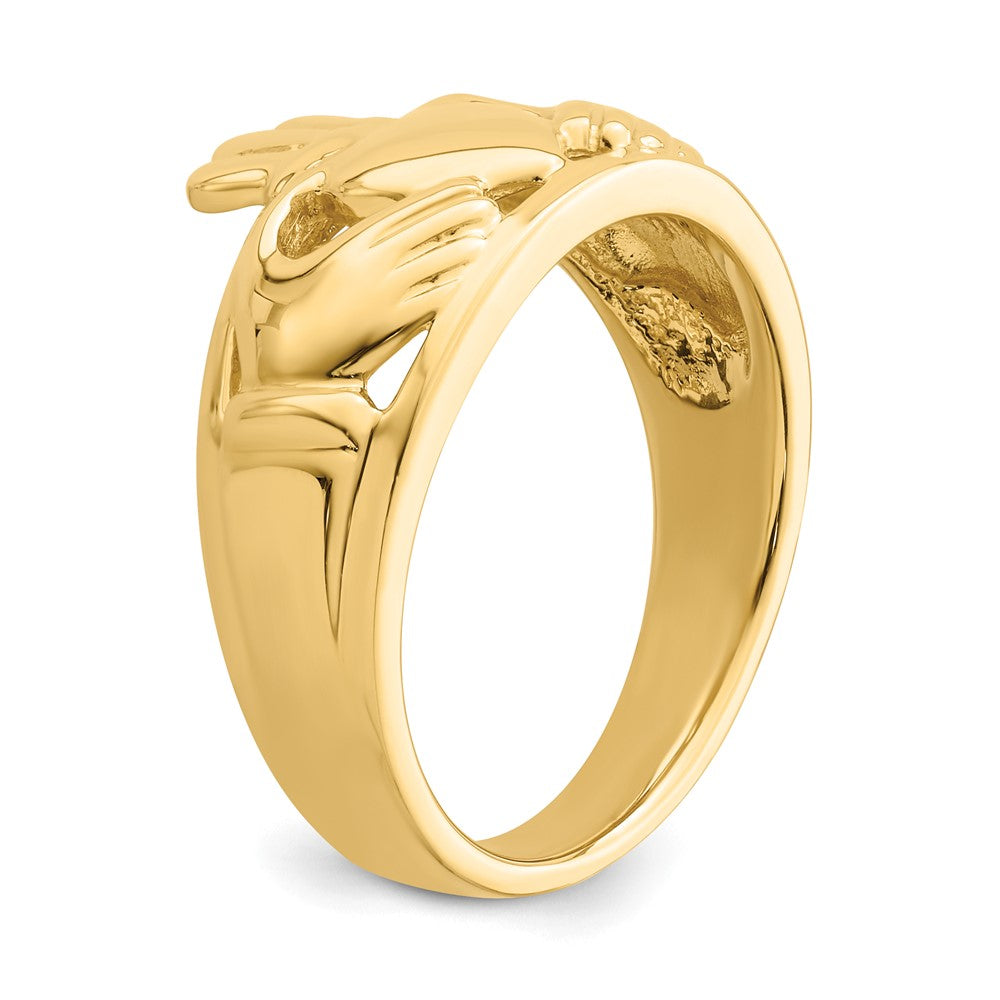 14K Gelbgold Damen Claddagh-Ring, poliert