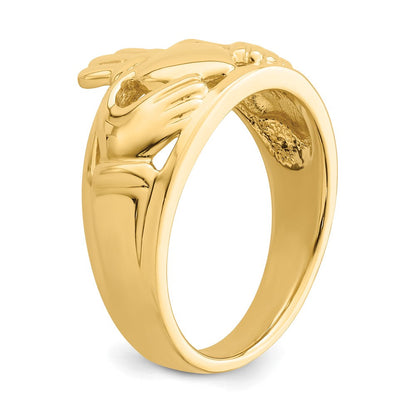 14K Gelbgold Damen Claddagh-Ring, poliert
