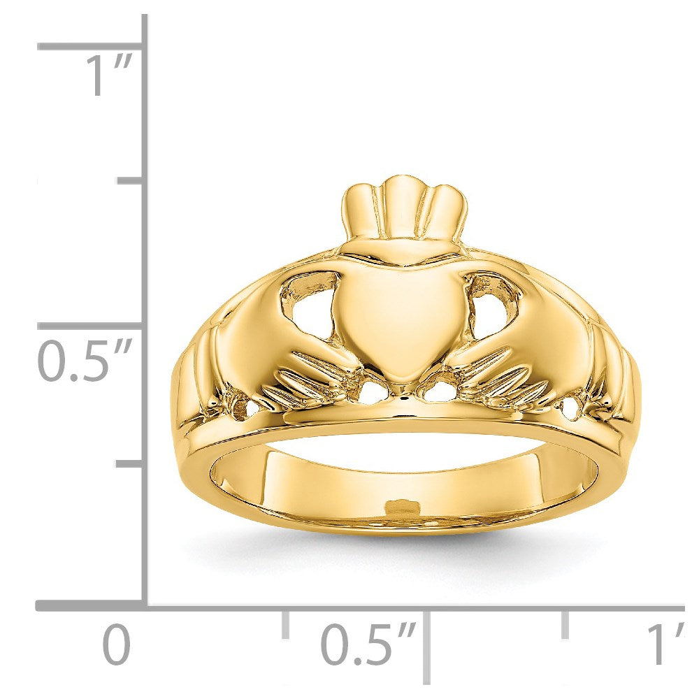 14K Gelbgold Damen Claddagh-Ring, poliert