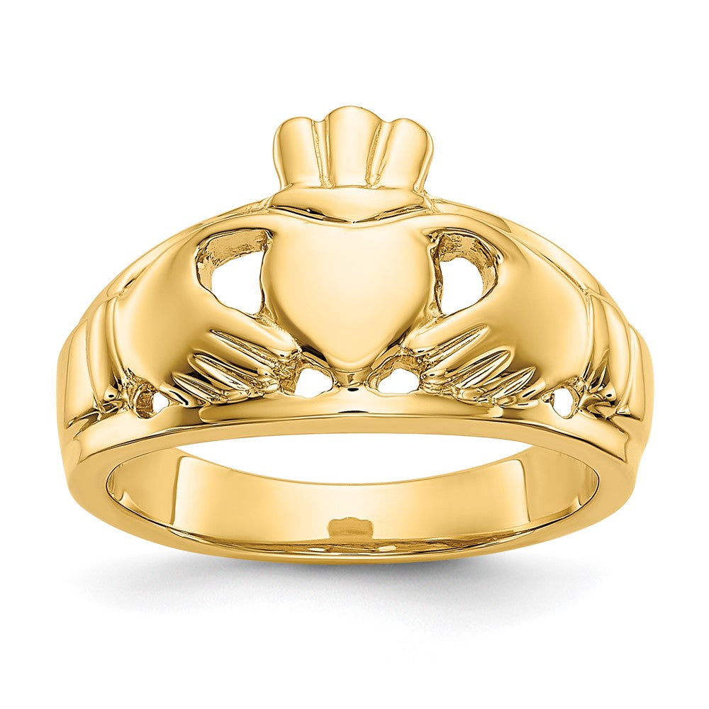 14K Gelbgold Damen Claddagh-Ring, poliert