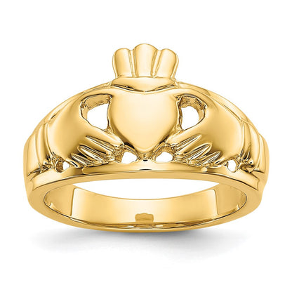 14K Gelbgold Damen Claddagh-Ring, poliert