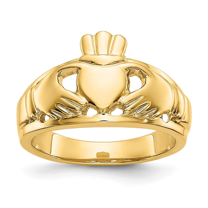 14K Gelbgold Damen Claddagh-Ring, poliert