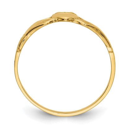 14K Gelbgold Damen Claddagh-Ring, poliert