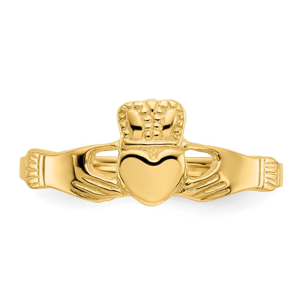 14K Gelbgold Damen Claddagh-Ring, poliert