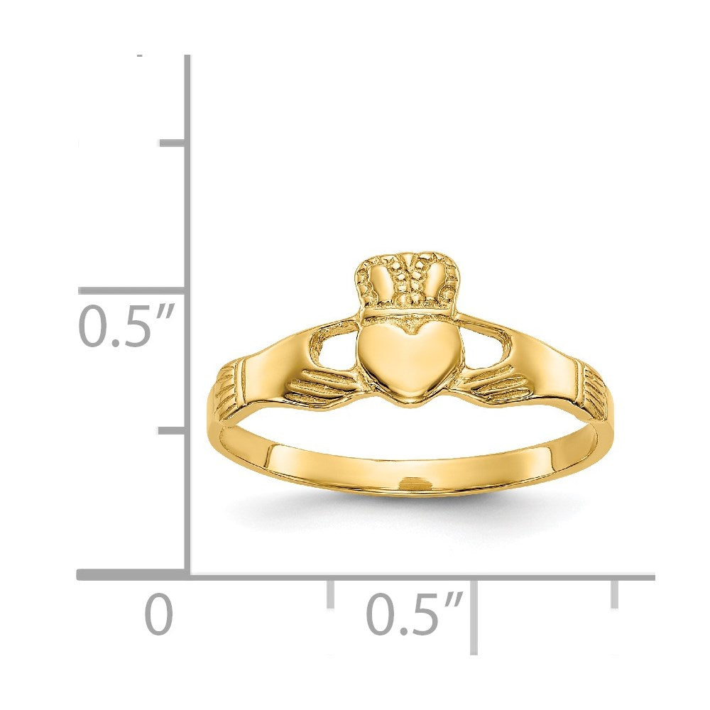 14K Gelbgold Damen Claddagh-Ring, poliert