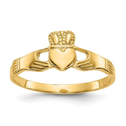 14K Gelbgold Damen Claddagh-Ring, poliert