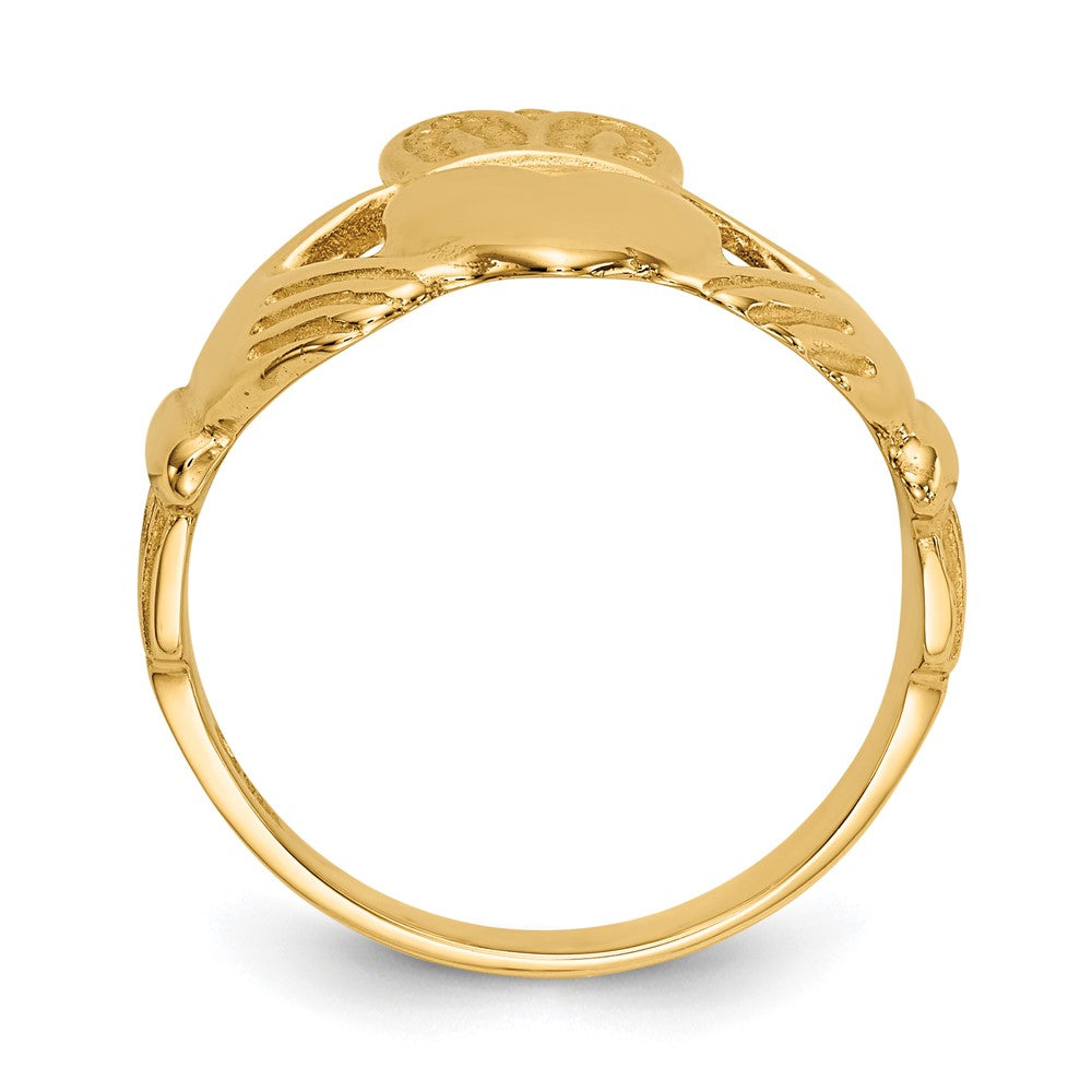 14K Gelbgold Polierter Damen Claddagh-Ring