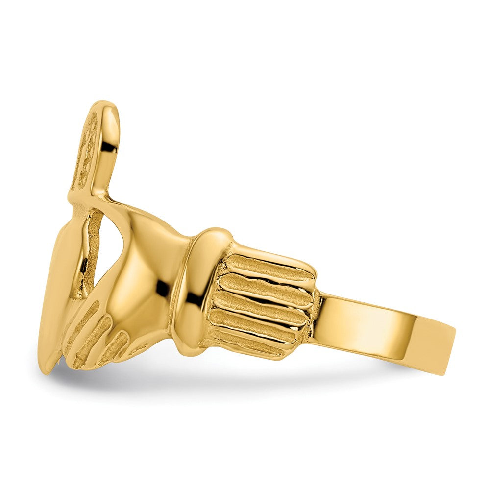 14K Gelbgold Polierter Damen Claddagh-Ring