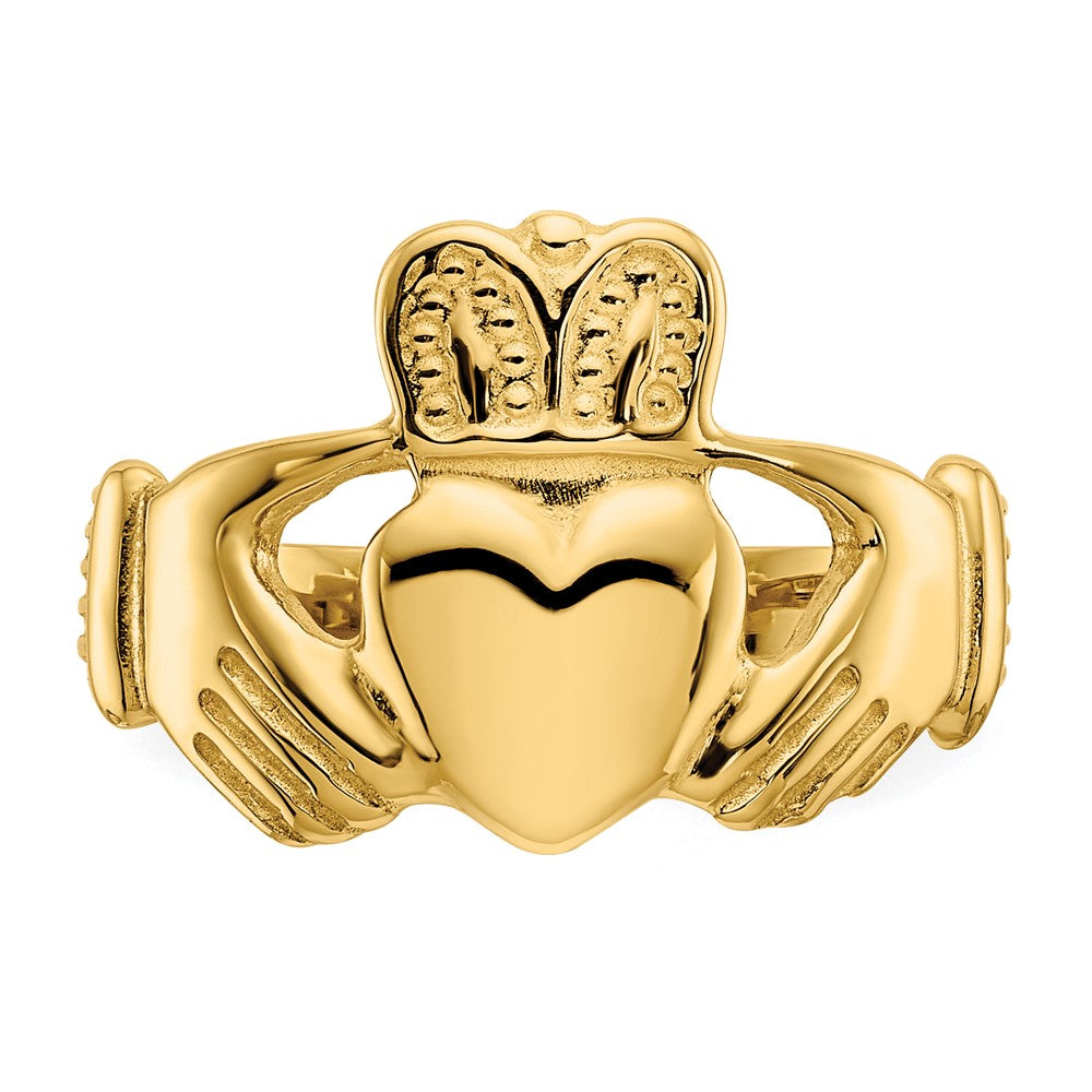 14K Gelbgold Polierter Damen Claddagh-Ring