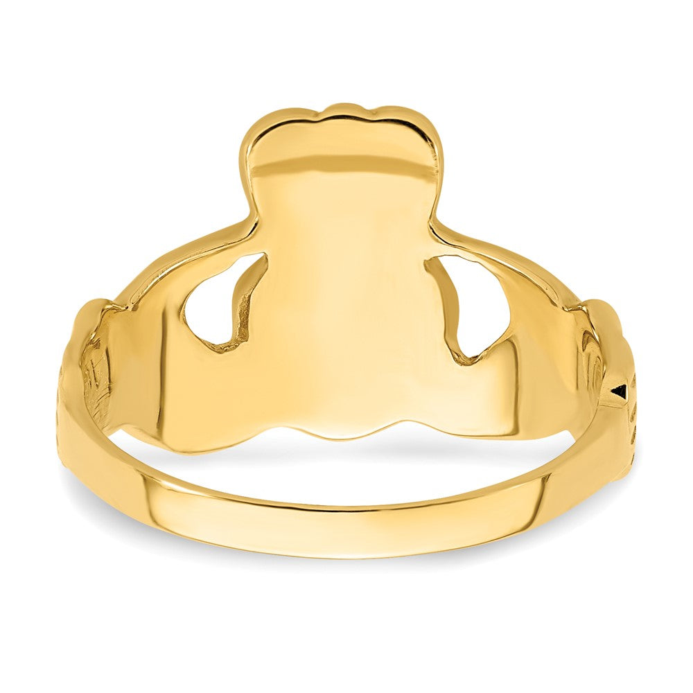 14K Gelbgold Polierter Damen Claddagh-Ring