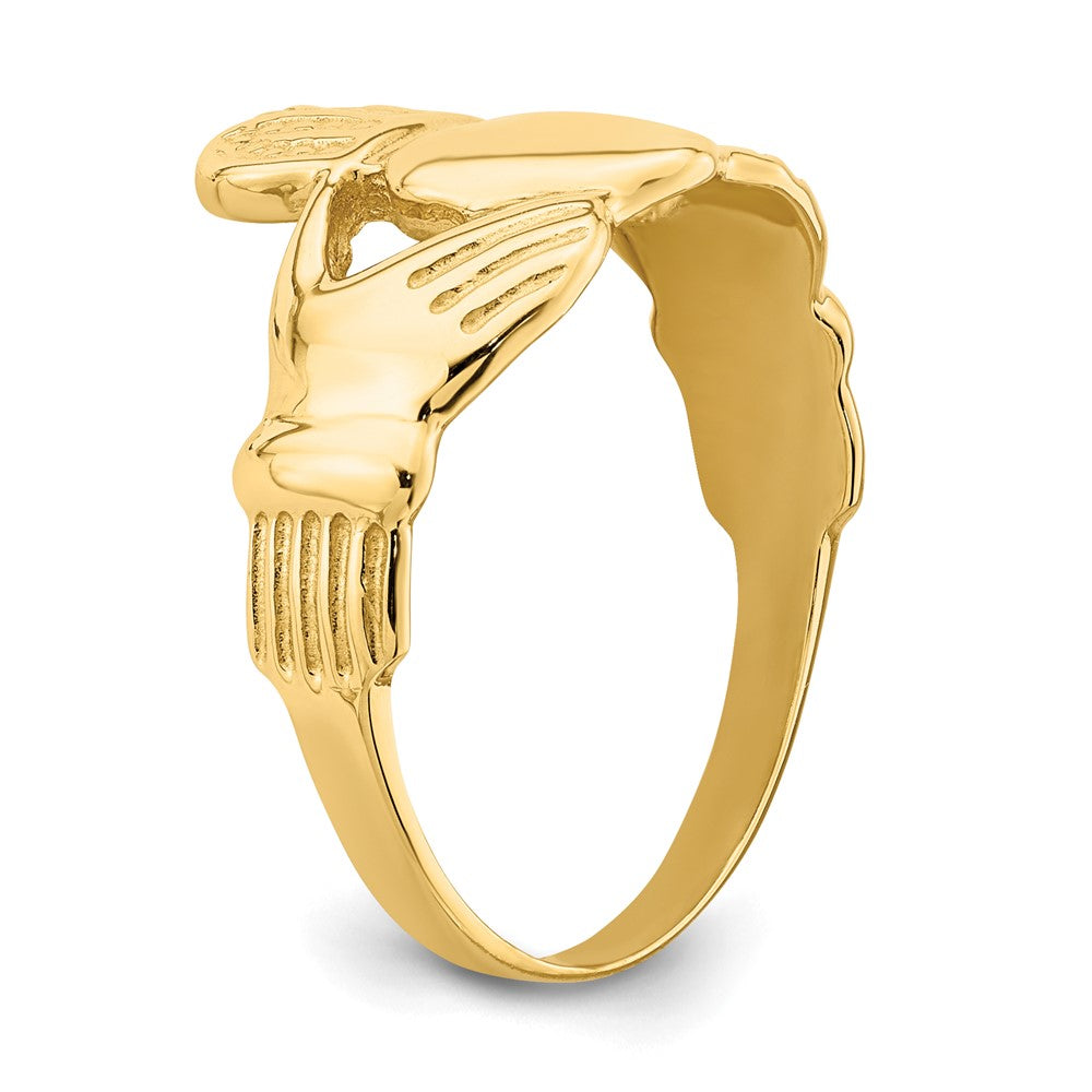 14K Gelbgold Polierter Damen Claddagh-Ring