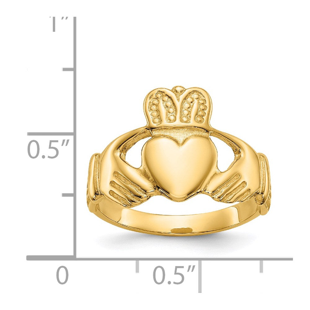 14K Gelbgold Polierter Damen Claddagh-Ring