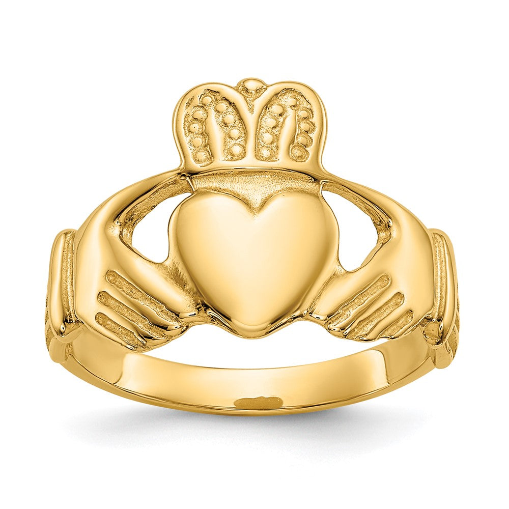 14K Gelbgold Polierter Damen Claddagh-Ring