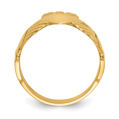 14K Gelbgold polierter Claddagh-Ring für Damen