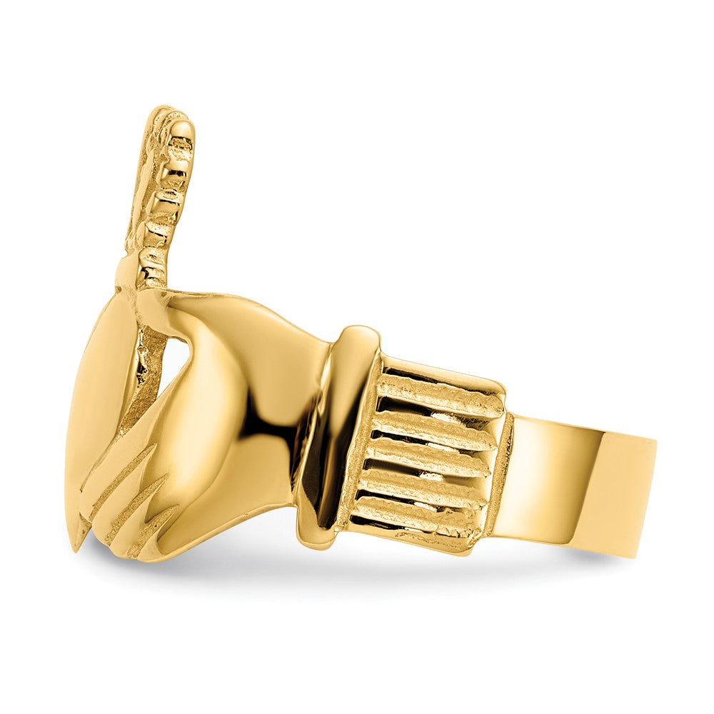 14K Gelbgold polierter Claddagh-Ring für Damen