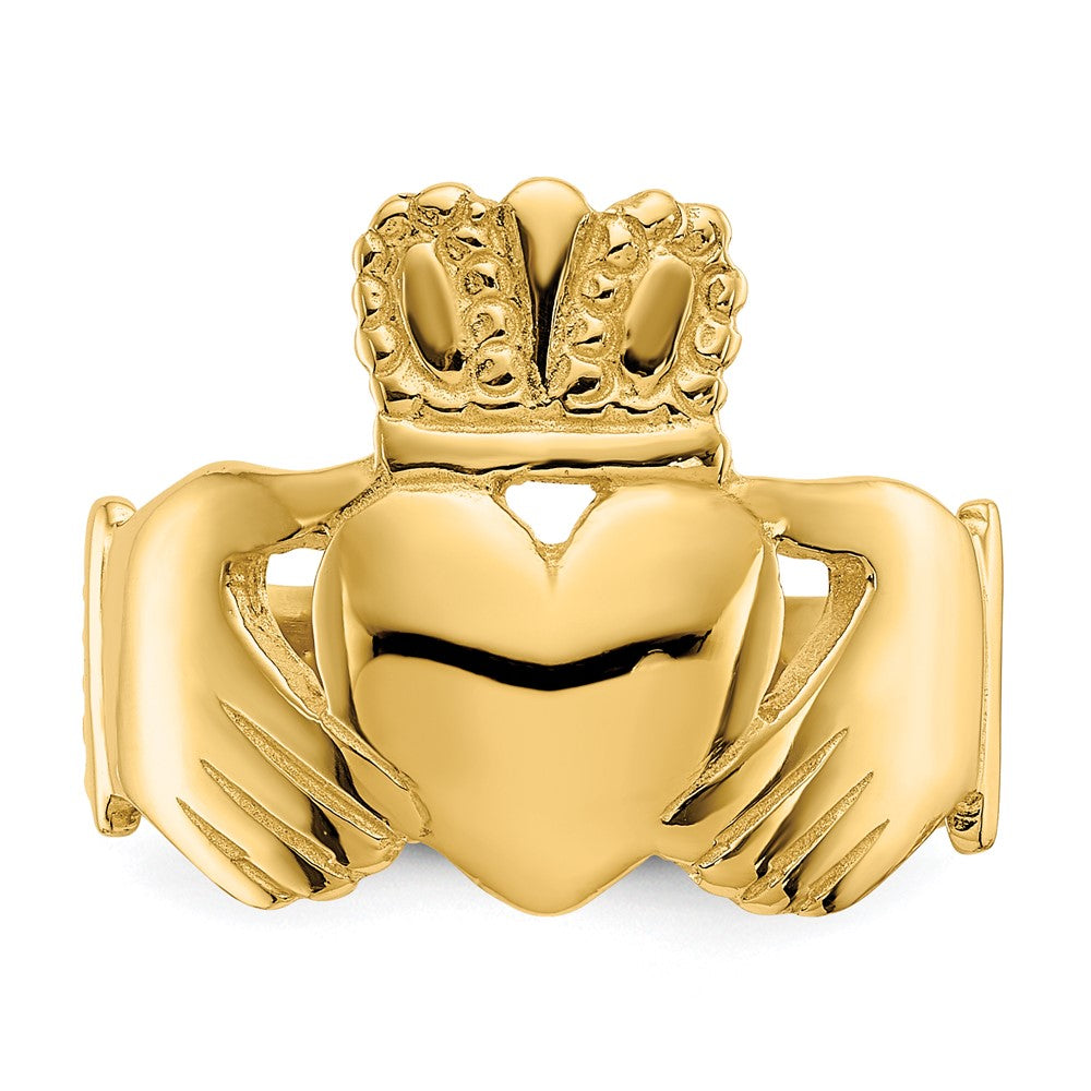14K Gelbgold polierter Claddagh-Ring für Damen
