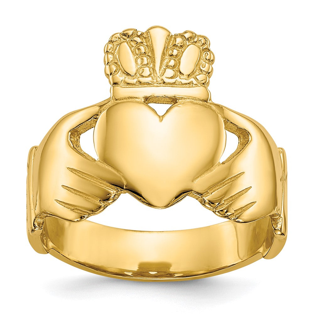 14K Gelbgold polierter Claddagh-Ring für Damen