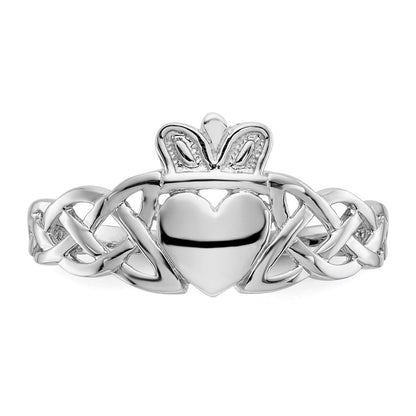 14K Weißgold Herren-Claddagh-Ring