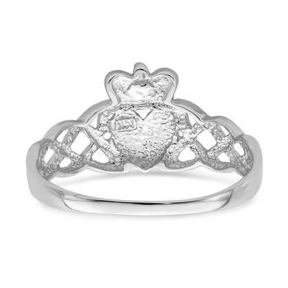 14K Weißgold Herren-Claddagh-Ring