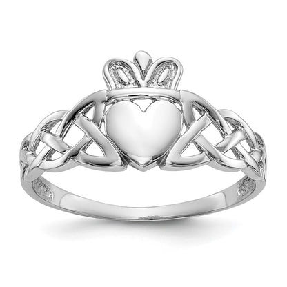 14K Weißgold Herren-Claddagh-Ring