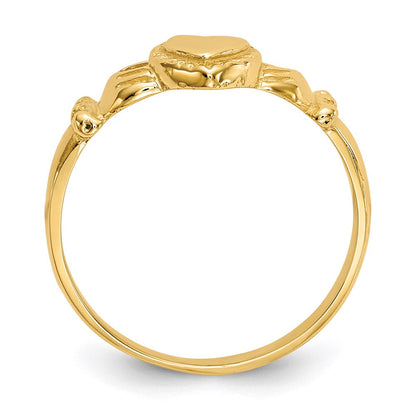 14K Gelbgold polierter Damen-Claddagh-Ring