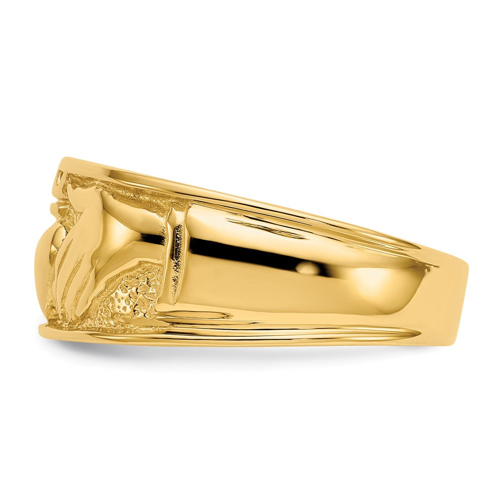 14K Gelbgold Herren-Claddagh-Ring, poliert