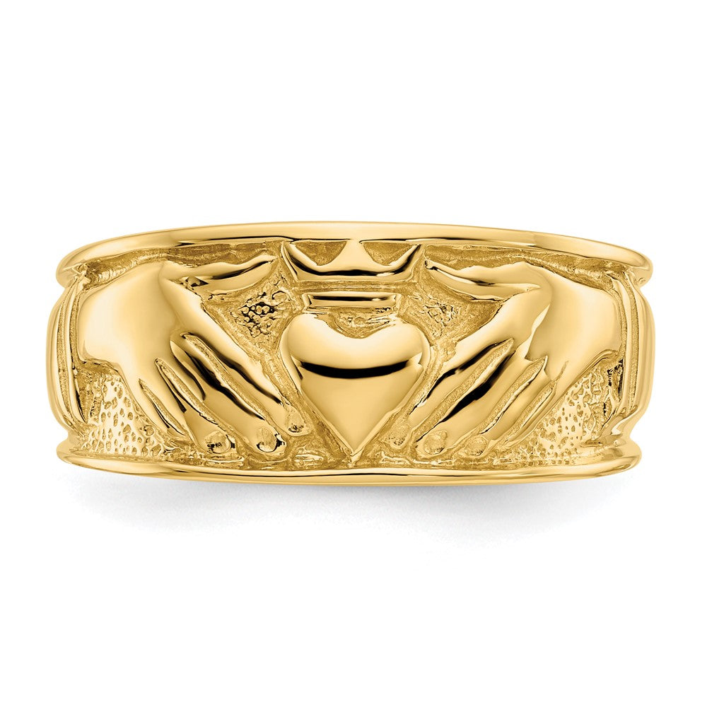 14K Gelbgold Herren-Claddagh-Ring, poliert