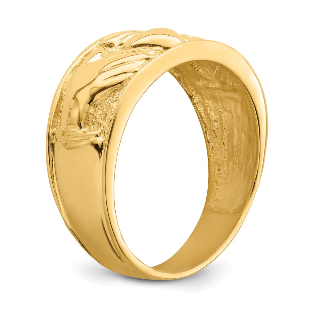 14K Gelbgold Herren-Claddagh-Ring, poliert