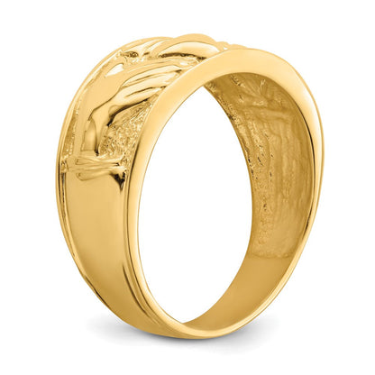 14K Gelbgold Herren-Claddagh-Ring, poliert