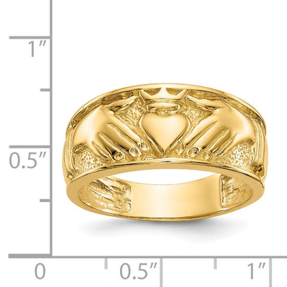 14K Gelbgold Herren-Claddagh-Ring, poliert