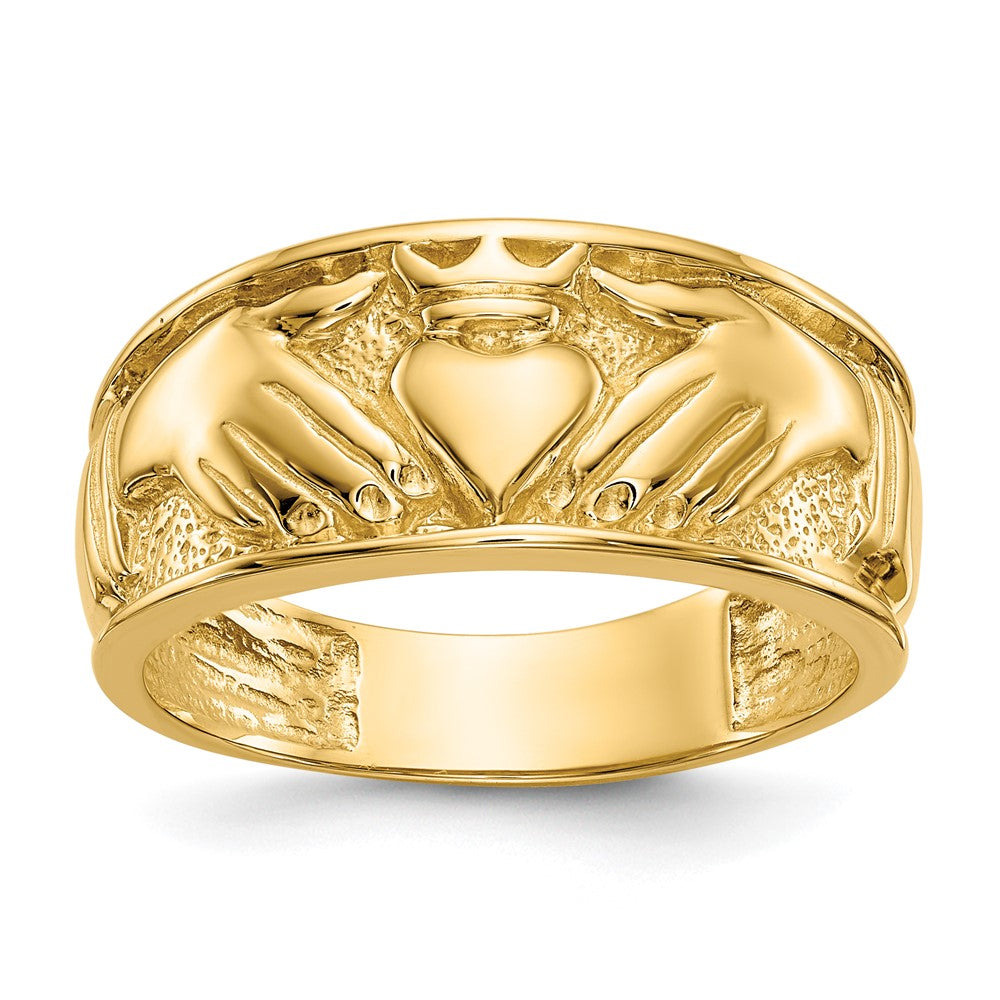 14K Gelbgold Herren-Claddagh-Ring, poliert