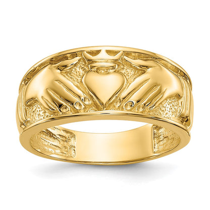 14K Gelbgold Herren-Claddagh-Ring, poliert