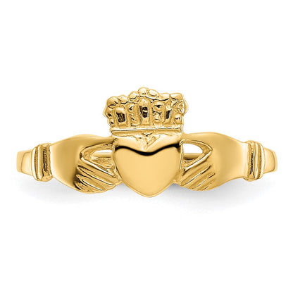 14K Gelbgold Polierter Damen-Claddagh-Ring