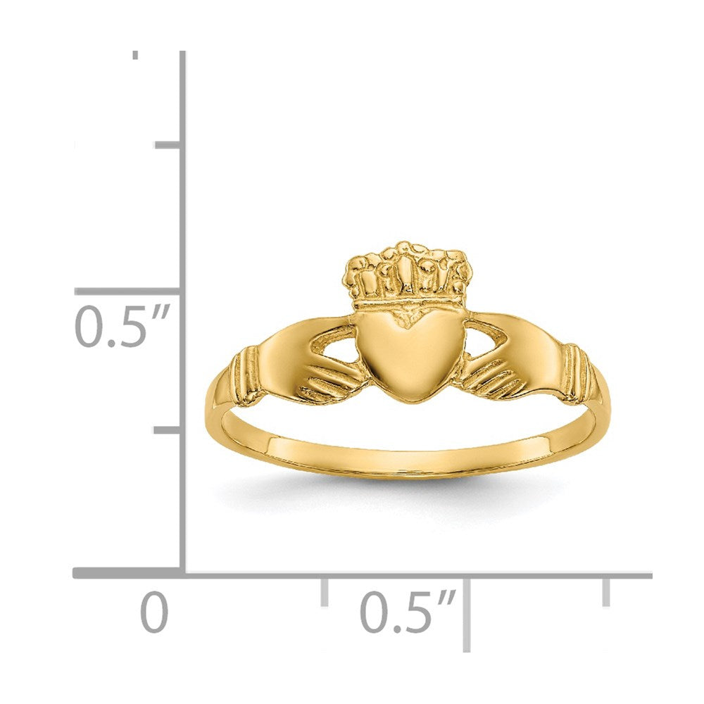 14K Gelbgold Polierter Damen-Claddagh-Ring