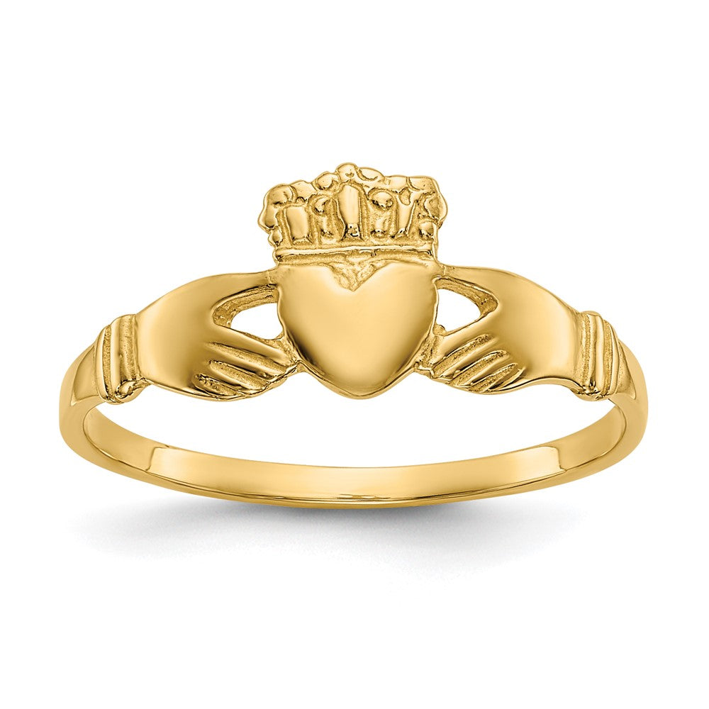 14K Gelbgold Polierter Damen-Claddagh-Ring