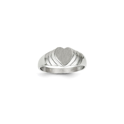 14K Weißgold Kinder-Herz-Siegelring