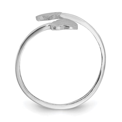 14K Weißgold Doppelherz-Ring