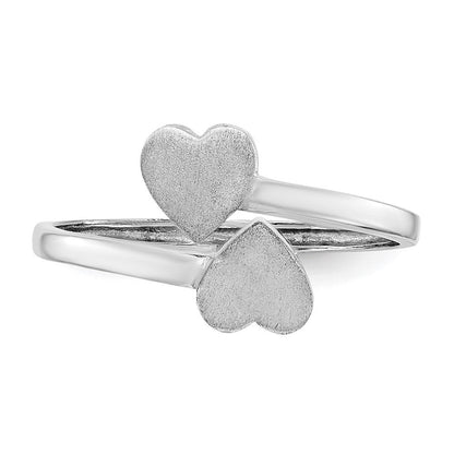 14K Weißgold Doppelherz-Ring